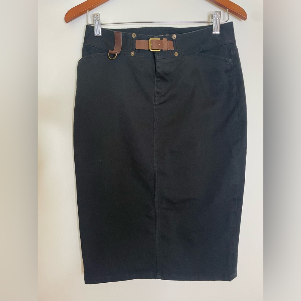 Black denim midi skirt by Ralph Lauren. Size 2 and in perfect condition.